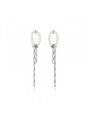 Earrings•Glam Ever Jade series Metallic long tassel jade earrings 