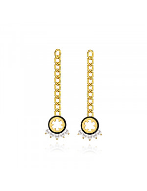 Earrings•Glam Ever X WuJiaCheng Co-Branded Black record pearl chain long earrings 