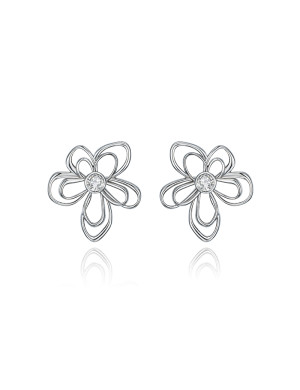 耳环•白描花系列 White trace flower twig earrings 白描花花枝耳环