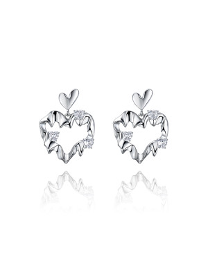 耳环•奶油爱心系列  Hollow cream pleated sweetheart earrings  镂空奶油褶皱甜心耳环
