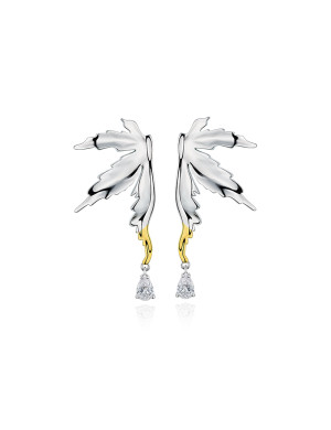 耳环•枫叶系列 拼色枫叶不对称耳环 Maple asymmetrical earrings