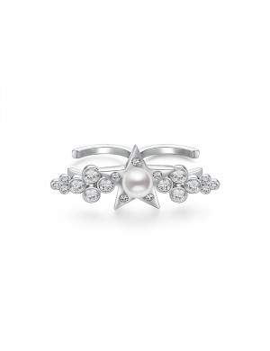 Ring•Glam Ever X Akiiiko Co-Branded Pearl star  double finger ring  