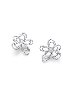 耳环•白描花系列 Cut-out white flower stud earrings 镂空白描花耳钉