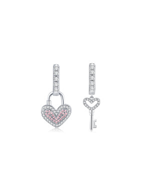 耳环•心锁系列 lock key earrings不对称心锁钥匙耳环