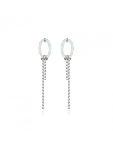 Earrings•Glam Ever Jade series Metallic long tassel jade earrings 