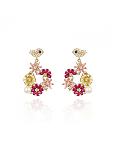 Earrings•Birds and flowers series Garden Party Earrings