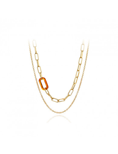 Necklace•Glam Ever X Chen Ran resin series  Amber metallic necklace 