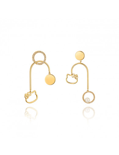 Earrings •GlamEver X Hello Kitty Hello Kitty Asymmetrical swing earrings