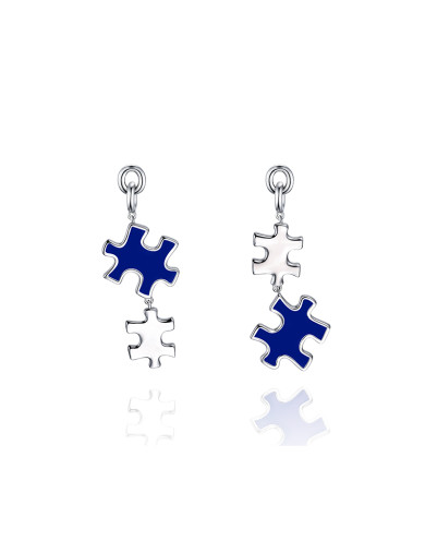 耳环•拼图游戏系列 Asymmetrical puzzle earrings 不对称拼图耳环