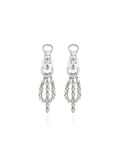 耳环•拉链系列 Tassel faux crystal zipper earrings 流苏人造水晶拉链耳环