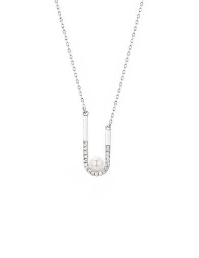 Necklace• Diamond Pearls Collection Diamond Lonely Pearl Necklace