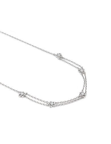 项链•白描花系列 White painted double necklace 白描花双层项链
