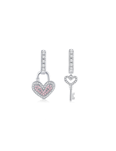 耳环•心锁系列 lock key earrings不对称心锁钥匙耳环