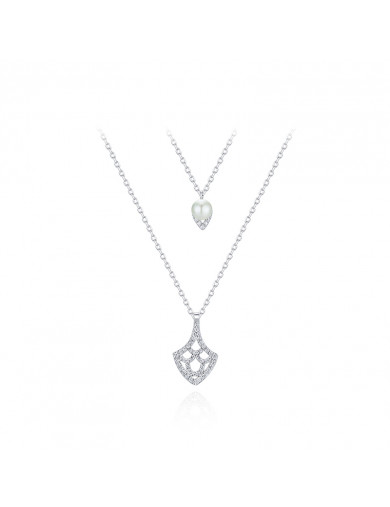 Necklace•The fish tail series Fish Tail with Pearl Double Layered Necklace