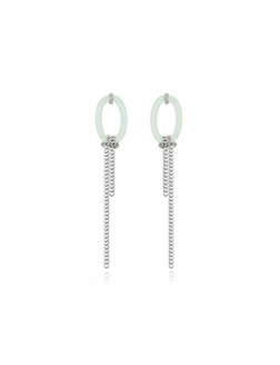 Earrings•Glam Ever Jade series Metallic long tassel jade earrings 