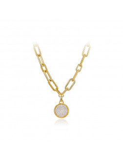 Necklace•Glam Ever X Chen Ran co-branded zircon series Woven chain pendant disc necklace 