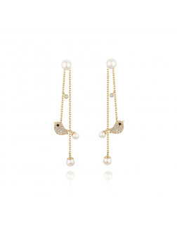 Earrings•Birds and flowers series Lover bird pearl earrings 