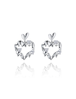 耳环•奶油爱心系列  Hollow cream pleated sweetheart earrings  镂空奶油褶皱甜心耳环
