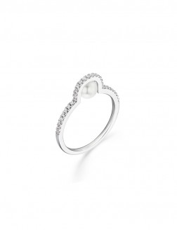 Ring• Diamond Pearls Collection Dazzling Diamond Lonely Pearl Ring