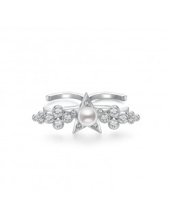Ring•Glam Ever X Akiiiko Co-Branded Pearl star  double finger ring  