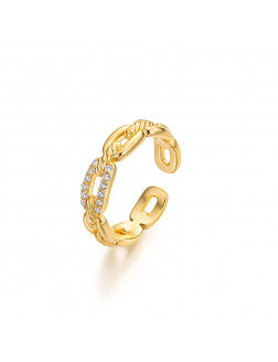 Ring•Glam Ever X Chen Ran co-branded zircon series Two-color metal woven ring 