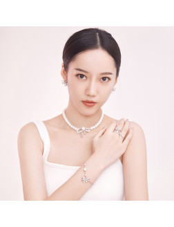 Hand catenary•Glam Ever X Akiiiko Co-Branded Merchandise Bow pearl pendant bracelet 