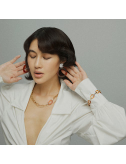 Earrings •Glam Ever X Chen Ran resin series Round amber earrings 