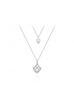 Necklace•The fish tail series Fish Tail with Pearl Double Layered Necklace