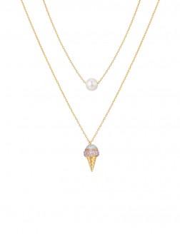 Necklace• Ice Cream Fever Collection Cream with Pearl Layered Necklace